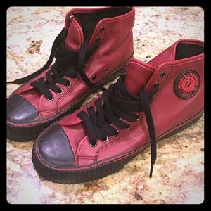 PF Flyers red high top shoe